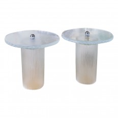 Circular Murano glass barrel form side tables 